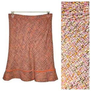 Gap Women's Peach Pastel Multicolored Wool Tweed Retro Skirt Flounce Hemline 8